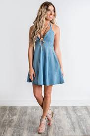 Hudson Denim Halter Dress Blue Boho Dress Dresses Hudson Denim