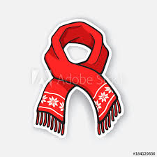 Vector Illustration Red Winter Scarf With Snowflake Pattern Christmas Accessory Made Of Wool For Cold Weather Sticker In Cartoon Style With Contour Isolated On White Background Buy This Stock Vector And Choose from over a million free vectors, clipart graphics, vector art images, design templates, and illustrations created by artists worldwide! vector illustration red winter scarf