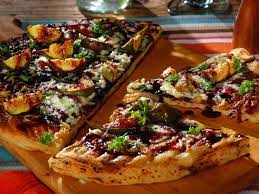 Flatbread With Fresh Figs Monterey Jack Blue Cheese And Red Wine Reduced Vinaigrette Recipe Food Network Recipes Vinaigrette Recipes Fresh Figs