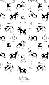 Minimal Black And White Cow Pattern Design In Scandinavian Style With Some Lettering Cow Tattoo Cow Illustration Cow Wallpaper