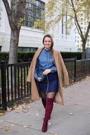 Medium high boots in black calf leather with matching suede. Outfit Ideas Camel Coat And Chambray Shirt A Side Of Style