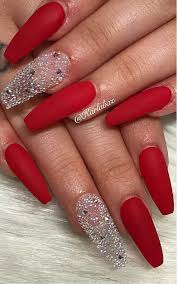Numero Equivocado Red Acrylic Nails Coffin Nails Designs Coffin Nails Long