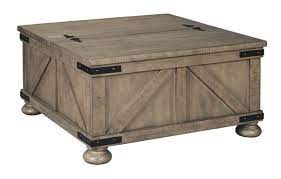 Signature design by ashley aldwin farmhouse square coffee table with lift top for storage, light brown. Signature Design By Ashley Aldwin Gray Farmhouse Coffee Table With Lift Top Storage T457 20 Fitz S Furniture Gallery