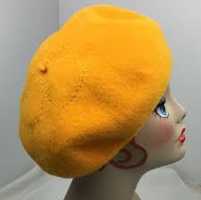 Marigold Yellow French Beret Tam Wool Etsy Marigold Yellow French Beret Wool