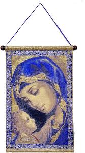 Tapeçaria de Virgem Maria Banner para pendurar na parede, Madonna e Ícone  da Criança, 35 cm, Imagem Cristã Ortodoxa Católica