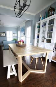 I built the table top with a wedged through mortise and tenon sprung breadboard end and included instructions in the plan to guide you through the process. Diy Angled Base Dining Table Wooden Dining Room Table Diy Dining Room Diy Dining Room Table