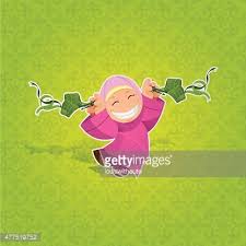 Hari raya aidilfitri template design for label, tag, bookmark or greeting card. Girl Celebrating Hari Raya Aidilfitri Vector Images
