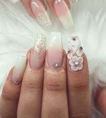 Tapered Square Nails Ombre Nails 3d Flowers 3d Nails Acrylic Nails Square Nails Tapered Square Nails 3d Nails