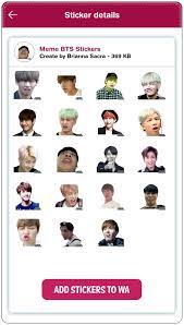Bts kpop stickers for whatsapp : Meme Kpop Stickers For Whatsapp For Android Apk Download