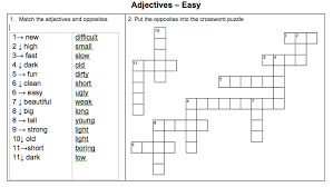 Crossword puzzles are free to play on your desktop or mobile device, and increase in difficulty every day. Worksheet Basic Adjective Matching Crossword Puzzle Beginner Esl