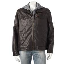 Levi S Faux Leather Hooded Jacket Men Faux Leather Hooded Jacket Hooded Jacket Men Mens Jackets
