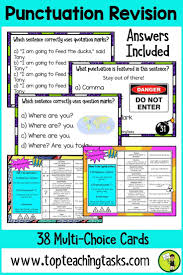 These Punctuation Multi Choice Task Card Activities Feature 38 Task Cards For Grade 3 And Grade 4 Year Punctuation Punctuation Activities Explanation Writing