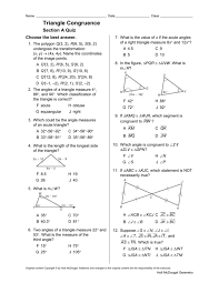 Learn vocabulary, terms and more with flashcards, games and other study tools. Triangle Congruence Section A Quiz