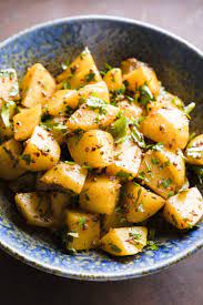 Cumin Coriander Potatoes With Cilantro Patates Mekhalel Recipe Coriander Recipes Potatoes Vegetable Recipes