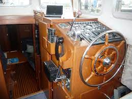 Classic teak interior, wheelhouse, saloon two cabins, 3 (+2) berths. Fisher 37 Yacht For Sale Motorsailer