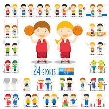 Set 1 Conjunto De 46 Caracteres Deportivas Diferentes En Estilo De Dibujos Animados Ninos Y Ninas De Caracteres 24 Deportes Diferentes Ilustraciones De Vectores Deportes Ilustraciones Vectoriales Clip Art Vectorizado Libre De Derechos Image
