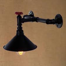 Industrial wall sconce, water pipe light fixture,steampunk light fixture,steampunk sconce e26 edison for industrial lamp,farmhouse,bedroom decor. Industrial Pipe Wall Sconce With 8 66 W Cone Metal Shade In Black Finish Takeluckhome Com