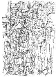 Sketch Recording Spaces Described By People Moving Through The City Printed Shower Curtain Drawing Studies Prints