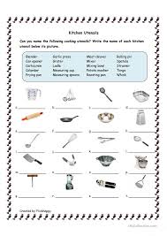 Kitchen Utensils English Esl Worksheets For Distance Learning And Physical Classroo In 2020 Cooking Classes For Kids Life Skills Classroom Kitchen Utensils Worksheet