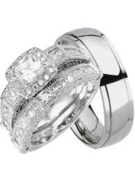 Laraso Co His And Hers Wedding Ring Sets Matching Bands For Him Her Silver Titanium Wal Wedding Ring Sets Wedding Ring Trio Sets Cheap Wedding Rings Sets