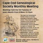 Cape Cod Genealogical Society Monthly Meeting