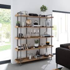 Dharai Bookcase Solid Oak Metal Oak Silver Dharai Bookcase Solid Acacia Metal Oak Silver Bookcase Bookshelfde In 2020 Innenarchitektur Wohnzimmer
