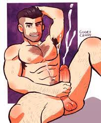1boy arm behind head bara boner cum cumming cumshot dilf  ejaculation erect penis erection first porn of character gooey candy hairy  hard on jerking jerking off jerkingoff male male