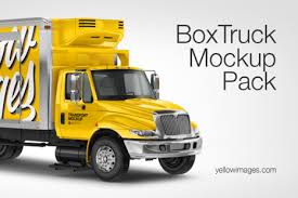 Box Truck Mockup Pack In Handpicked Sets Of Vehicles On Yellow Images Creative Store