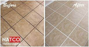 Break the grout down with baking soda and vinegar. How To Clean A Ceramic Tile Floor And Grout Cleaning Ceramic Tiles Ceramic Floor Tiles Cleaning Tile Floors