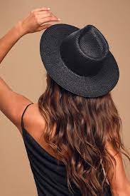 Desert Palms Black Woven Hat Straw Hats Outfit Women Hats Fashion Black Straw Hat