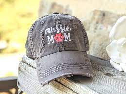 Aussie Mom Hat Australian Shepherd Hat Australian Shepherd Etsy In 2021 Mom Hats Distressed Baseball Cap Kids Baseball Caps