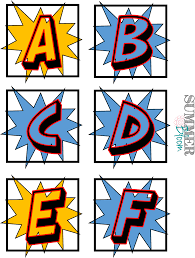 Large pictures with words for each letter of the alphabet. Superhero Alphabet Letters 35 Images Alphabet Uppercase Letters Graphic Illustrations Word Wall Alphabet Alphabet Letters With Bursts Ambillustrations