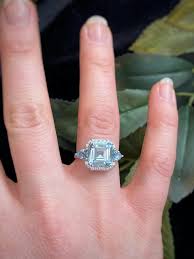 Aquamarine band, 14k white gold ring, march birthstone, half eternity band, engagement band, anniversary gift for her, wedding ring sunmoongems 4.5 out of 5 stars (25) sale price $87.90 $ 87.90 $ 175.80 original price $175.80 (50%. 14k White Gold Diamond And Aquamarine Asscher Ring Ek Jewelers Ek Jewelers