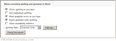 Word Options Proofing