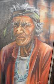 Vintage Old Indian Man Oil Painting by Ruth Parks 1953 From  Dustymillerantiques