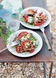 Legumes Grilles A L Italienne Marinade Au Pesto Et Feta Aux Capres Legumes Italiens Recette Legume Salade De Legume
