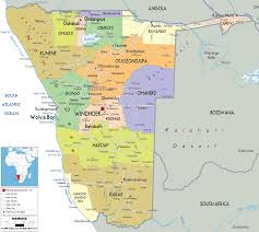 Our own sketch map of namibia showing its key road arteries, national parks, towns and areas of interest for visitors. Detailed Political Map Of Namibia Ezilon Maps