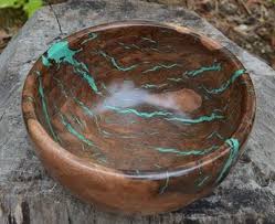 Oak Burl Wood Bowl With Malachite Stone Inlay By Ctwoodesign Wood Turning Wood Turning Projects Wood Bowls
