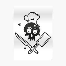 Gorro chef de cocina estilo champiñón ajustable con cinta de velcro. Postal Craneo Con Sombrero De Cocina Cuchillos Y Estrellas De Christinekrahl Redbubble