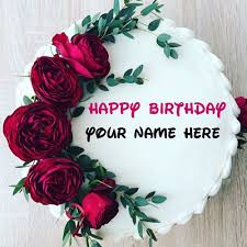 Birthday Cake With Name Generator For Brother Generate Name On Rose Flower Birthday Cake Beautiful Floral Art Cake With Name On I Birthday Cake With Flowers Happy Birthday Cake Images Friends Birthday Cake