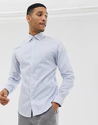 Retour fines et discrètes ou maxi ; Selected Homme Chemise Habillee Slim A Rayures Et Repassage Facile Bleu Clair Asos