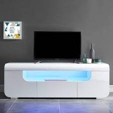 Meuble tv design laqué avec tiroirs etana. Miami Meuble Tv Avec Led Contemporain Laque Blanc Meuble Tv Meuble Tv Blanc Laque Mobilier De Salon