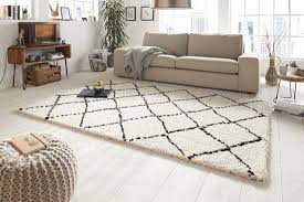 bol com hoogpolig vloerkleed geruit 102753 160x230 cm creme zwart vloerkleed slaapkamer vloerkleed vloerkleed woonkamer