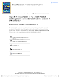 Pdf Impact Of Consumption Of Repeatedly Heated Cooking Oils