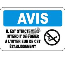 Réalisé en polystyrène choc, encres traitées anti uv. Affiche Osha Interdit De Fumer A L Interieur De Cet Etablissement