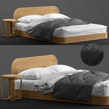 Butterfly queen bedhead natural 449 00. Ria Rattan Bed 3d Model Cgtrader
