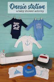 Diy Onesie Making Station For A Baby Shower Onesie Decorating Baby Shower Onesie Cricut Baby Shower