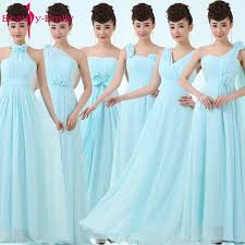 Robe moulante bleu métallique à paillettes. Robe Longue De Demoiselle D Honneur Bleu Clair En Mousseline De Soie Robes De Soiree De Mariage Robes De Soiree Pour Jeunes Filles Bleu Pastel 2017 Aliexpress