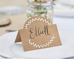10 Rustic Wedding Kraft Place Cards Printed Place Cards Etsy Canada Wedding Name Cards Wedding Table Names Wedding Place Cards