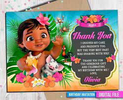 Baby Moana Invitation Digital File Personalized With Your Etsy Moana Invitation Birthday Invitations Moana Birthday Invitation